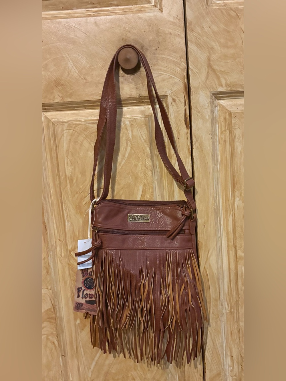 Wallflower Brown Fringe Hippie Crossbody Bag